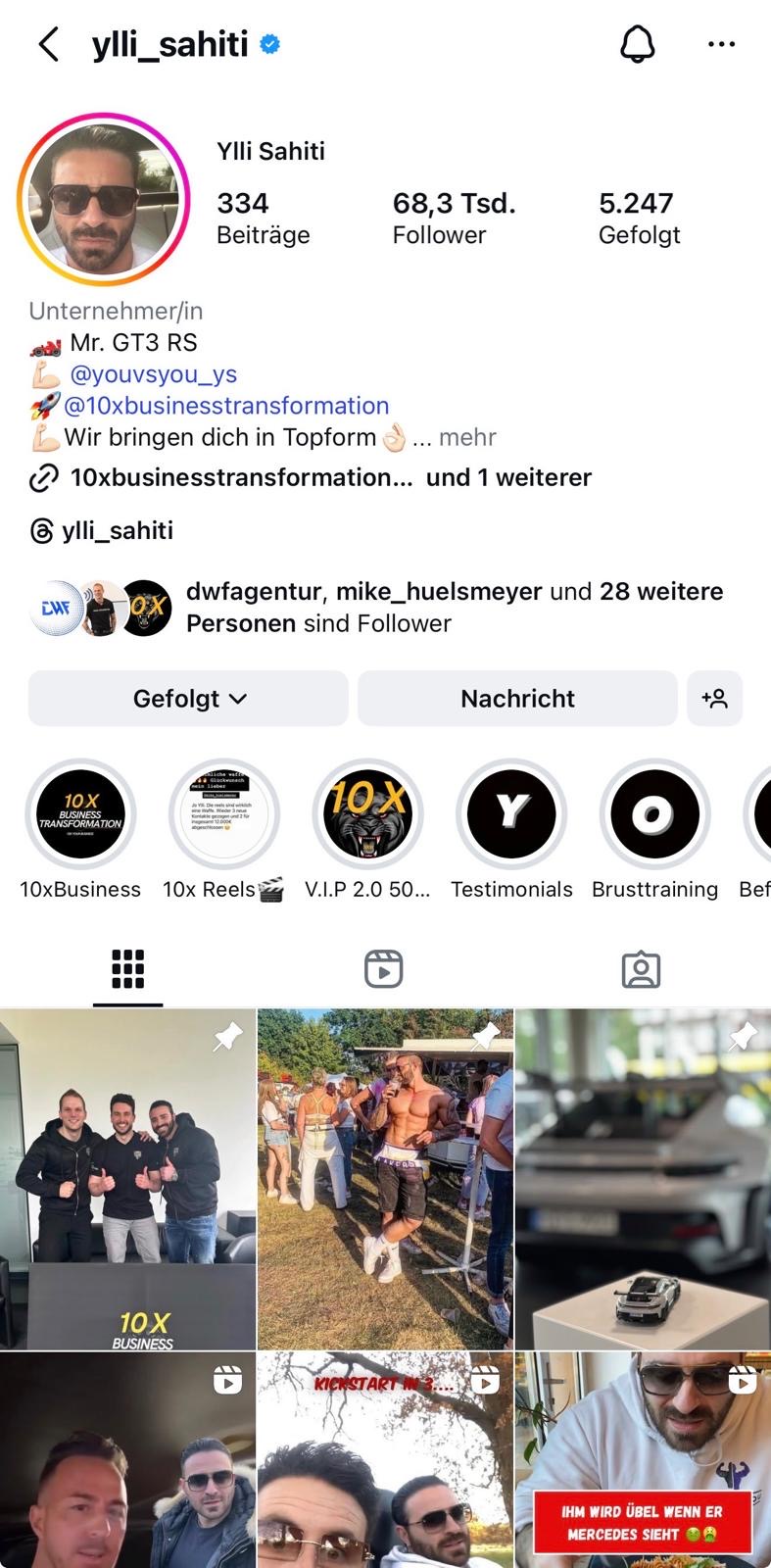 Instagram-Profil mit 68.300 Followern – Ausgangslage